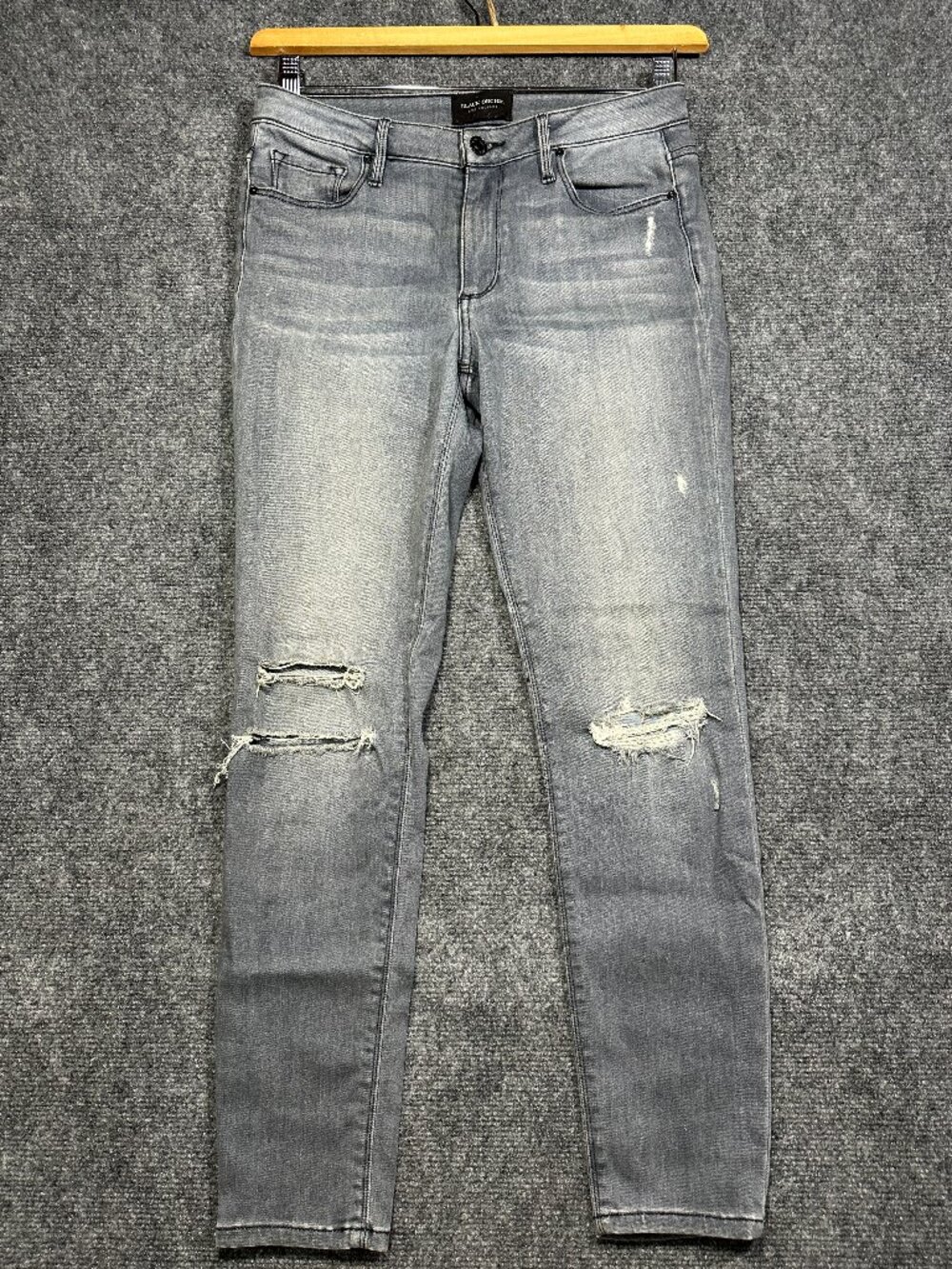 Black Orchid Jeans Womens 27 Jude Crop Gray Cotton Stretch Distressed Holes Knee
